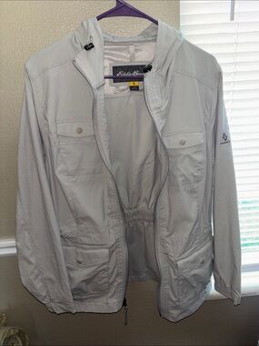Eddie Bauer Light Gray Hooded Travel Jacket